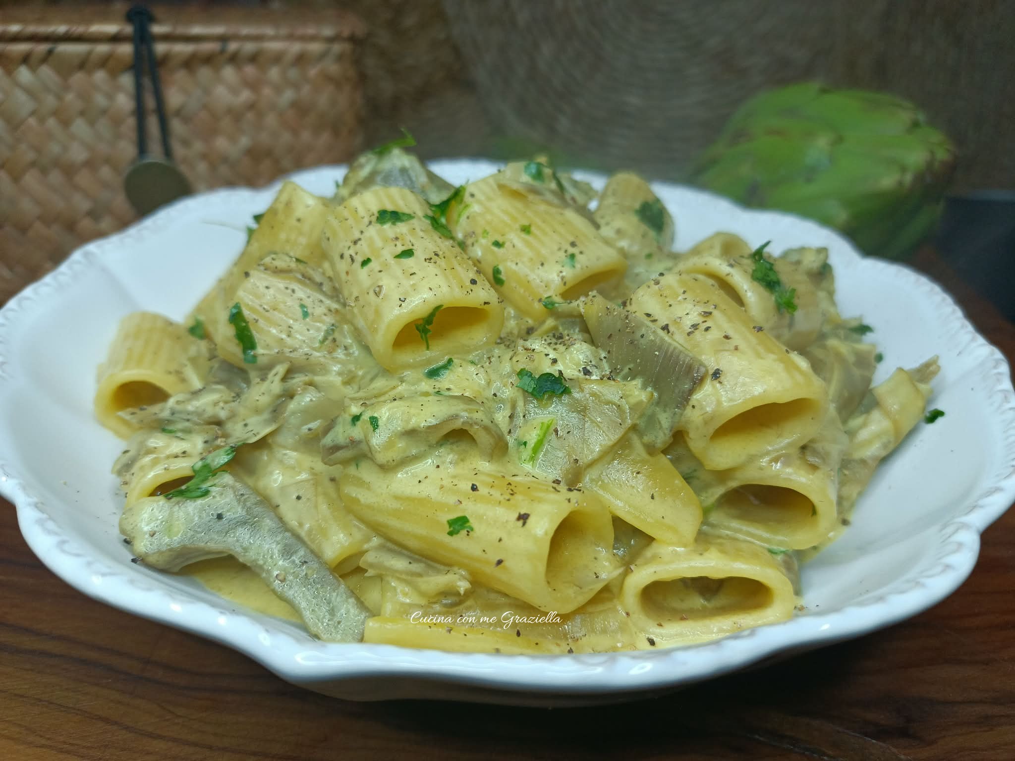 Pasta e carciofi cremosa allo zafferano