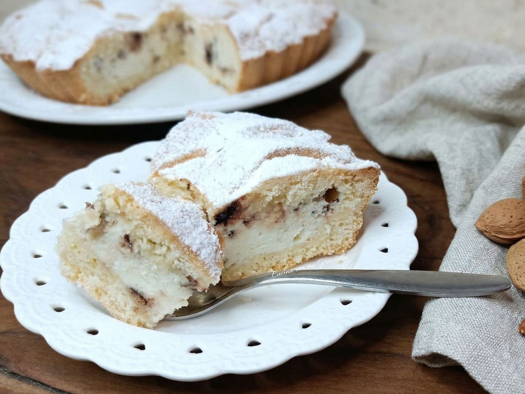 Crostata di ricotta alla pugliese con pasta frolla alle mandorle