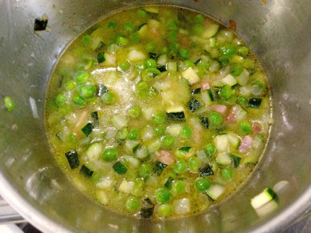 Riso zucchine piselli