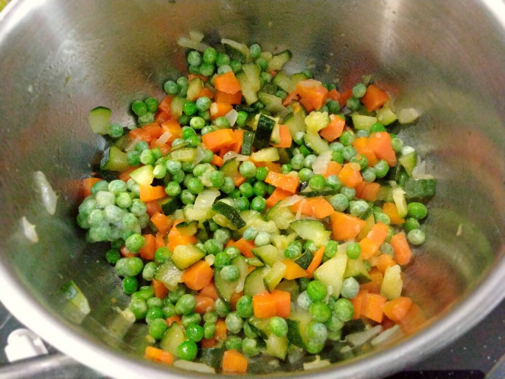zucchine carote piselli