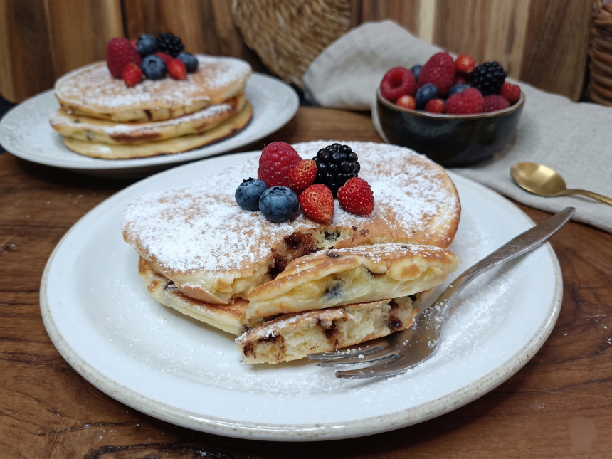Pancake alla ricotta con  gocce di cioccolato