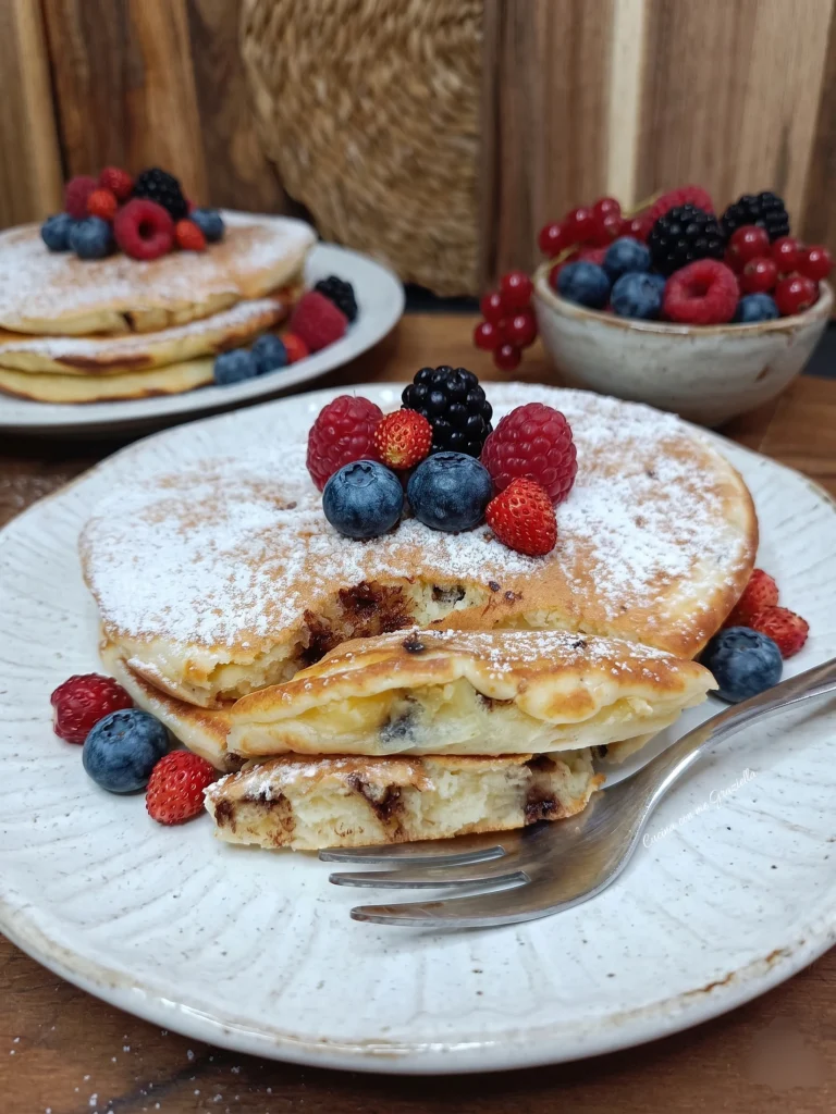 Pancake alla ricotta con  gocce di cioccolato