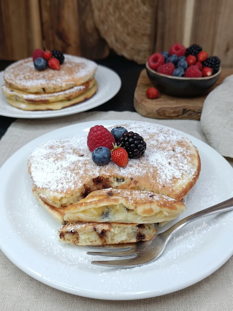 Pancake alla ricotta con  gocce di cioccolato