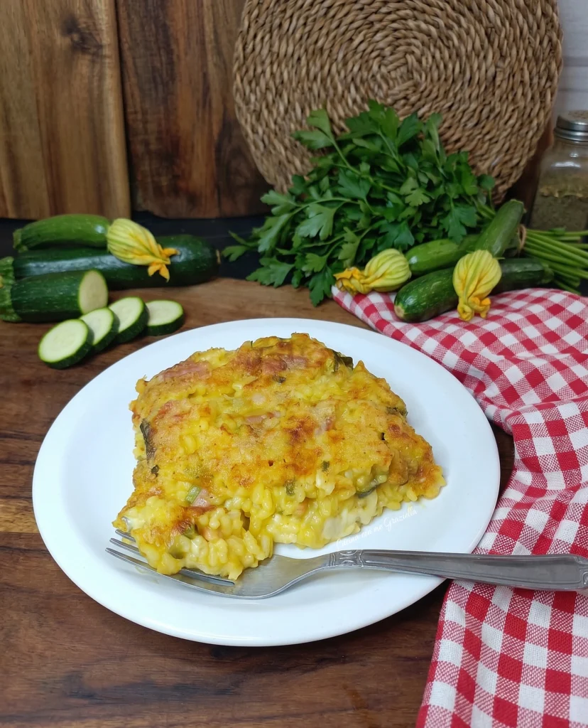 Sformato di riso allo zafferano con zucchine e speck