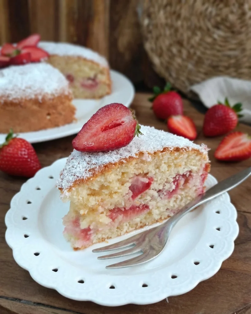 Torta allo yogurt con cocco e fragole 
