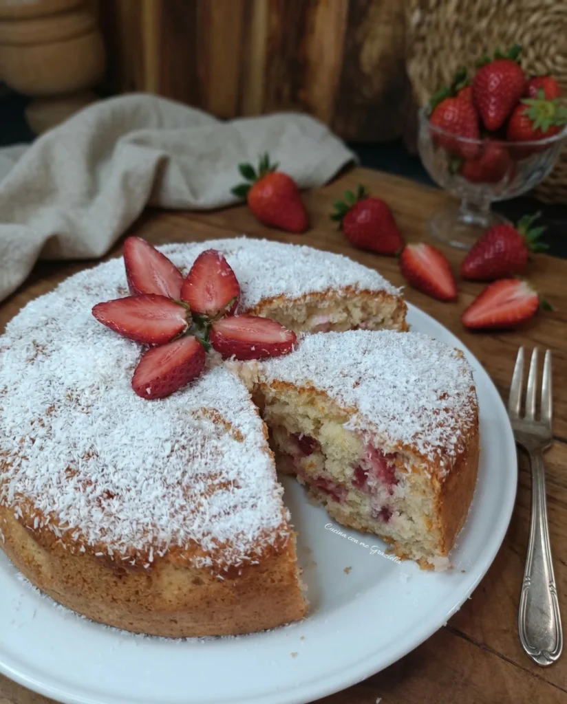 Torta allo yogurt con cocco e fragole 