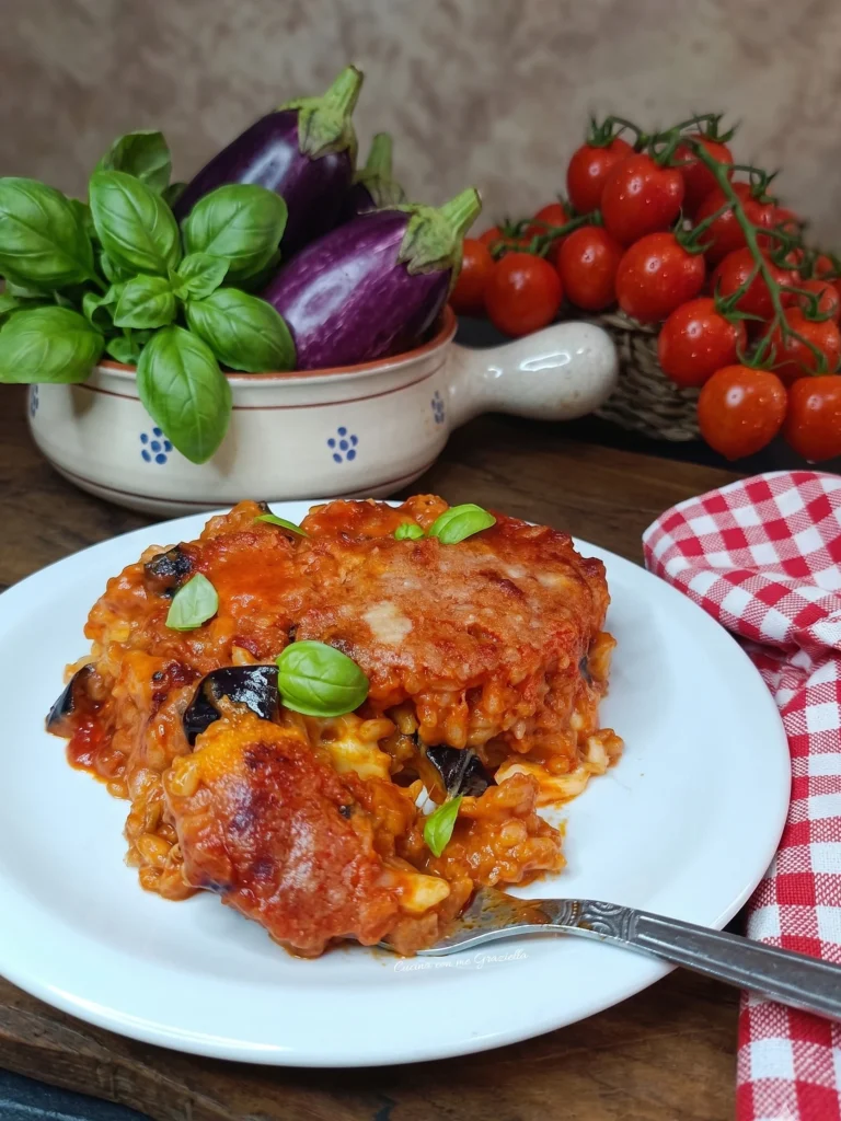 Sformato di riso alla parmigiana di melanzane