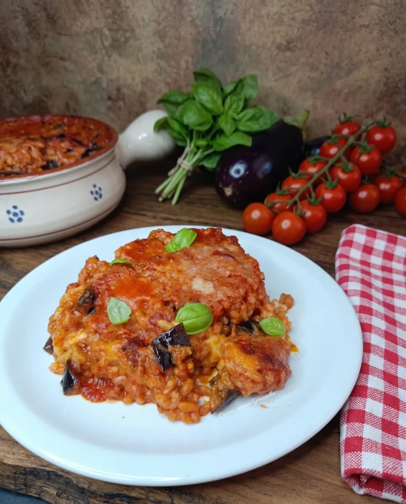Sformato di riso alla parmigiana di melanzane