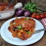 Sformato di riso alla parmigiana di melanzane