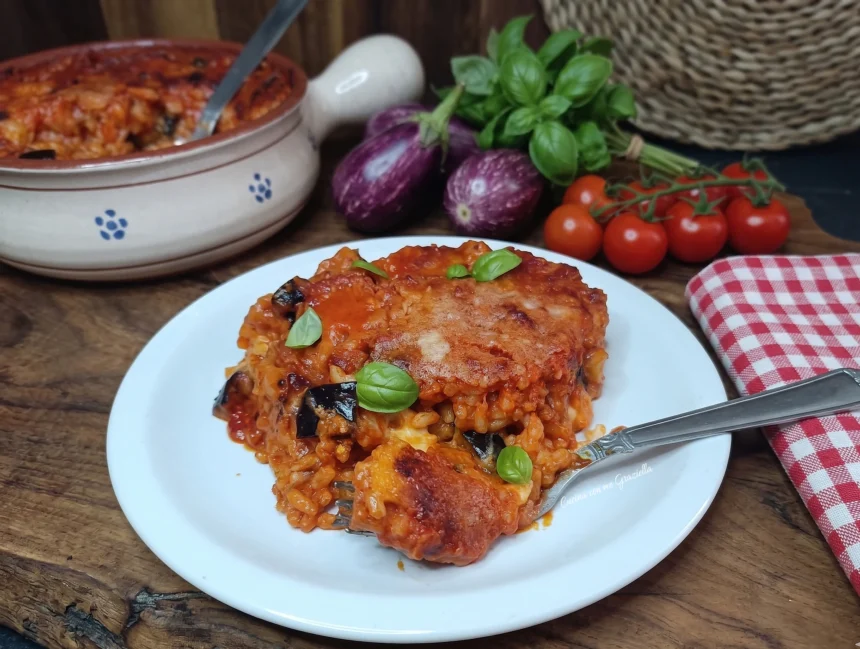 Sformato di riso alla parmigiana di melanzane