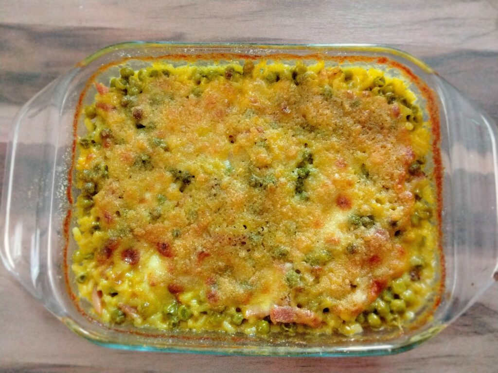 Sformato di riso piselli e speck allo zafferano 
